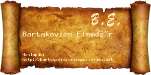 Bartakovics Elemér névjegykártya